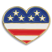 Heart with Flag - Die Struck Patriotic Lapel Pins 